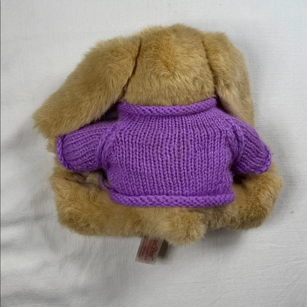Dan Dee Collectors Choice Plush Bunny Rabbit Purple Tulip Sweater Easter Tan 10